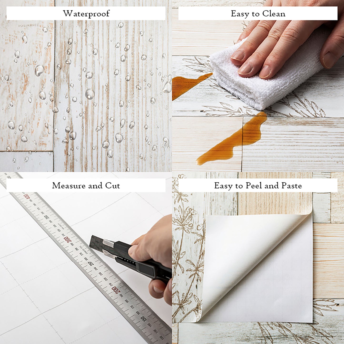Vintage Herb Wood Panel Pattern Self-adhesive Peel-stick Wallpaper