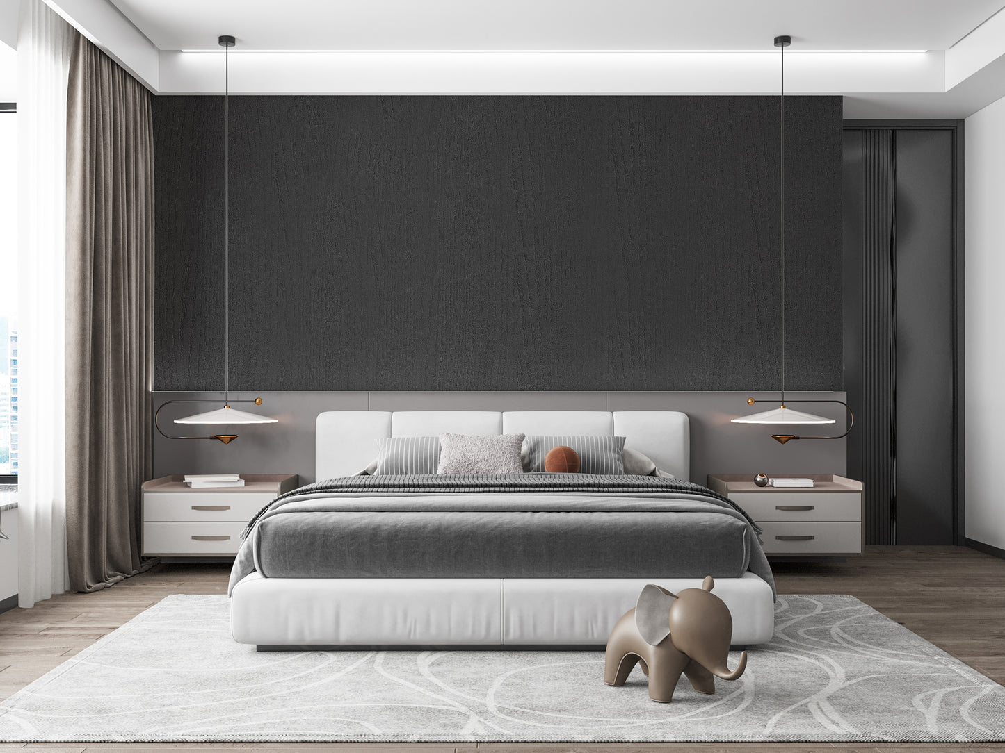 Wood Pattern Light Texture, Black Wallpaper