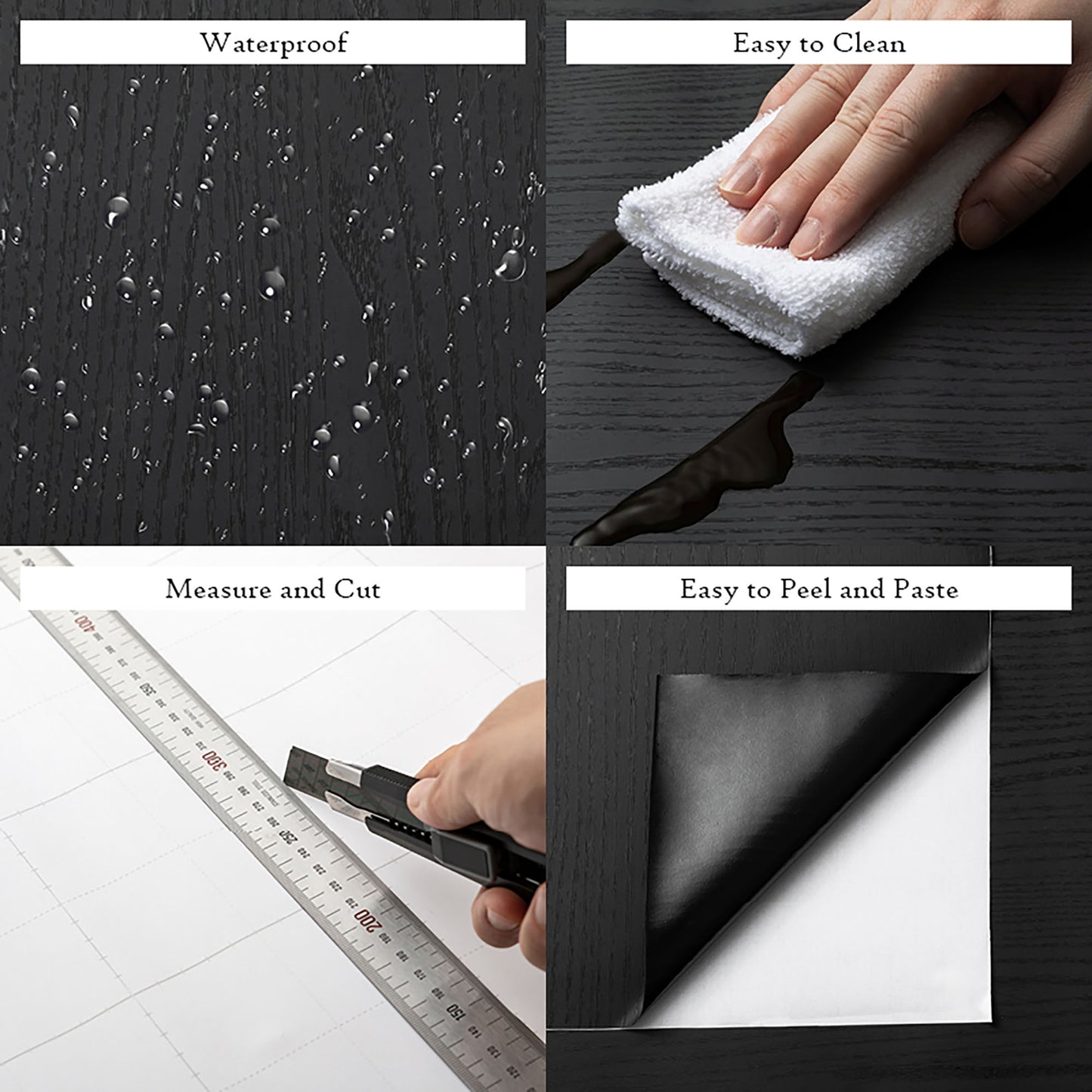 Wood Pattern Light Texture, Black Wallpaper