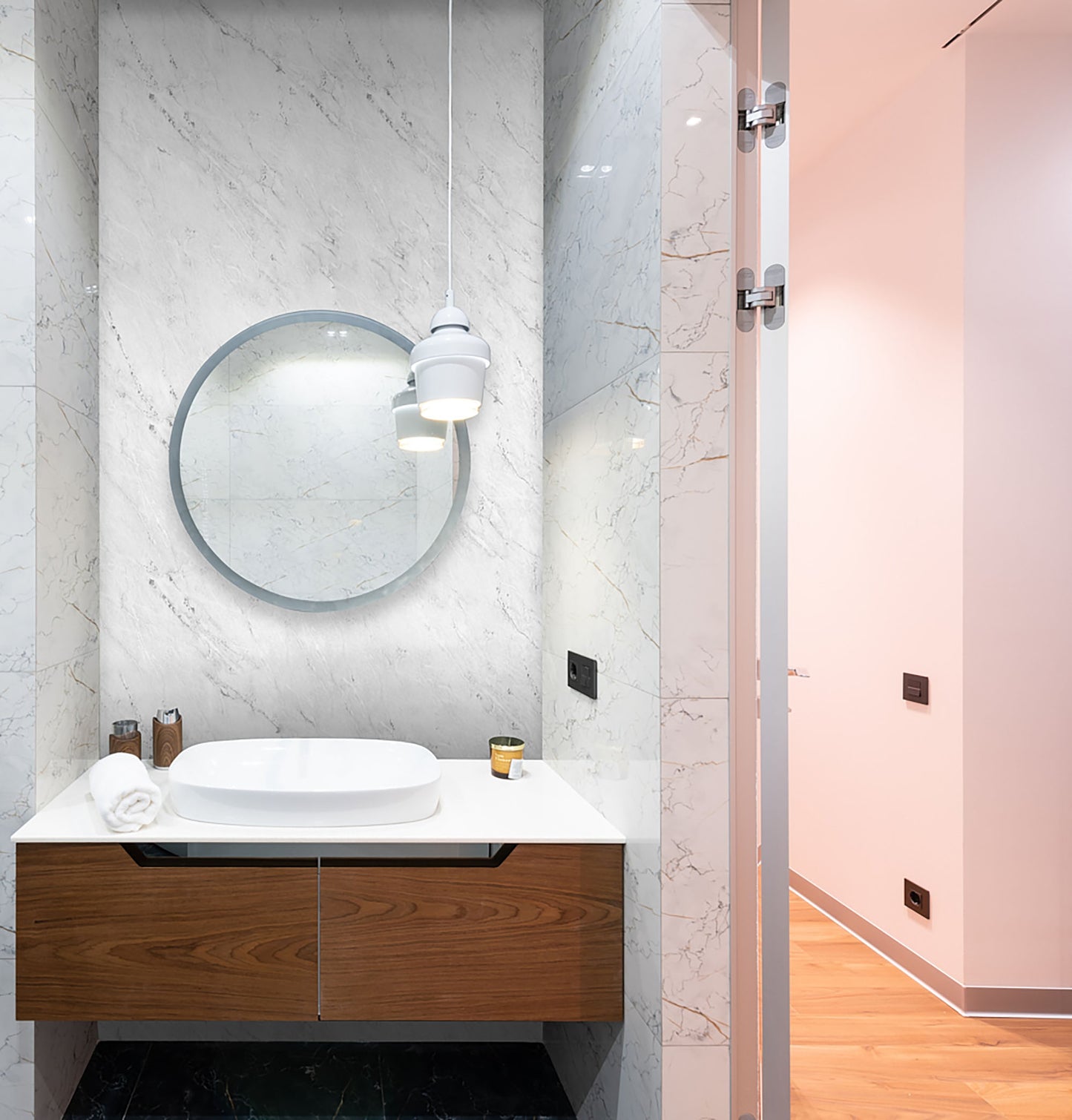 Marble White Gray High Gloss Paper