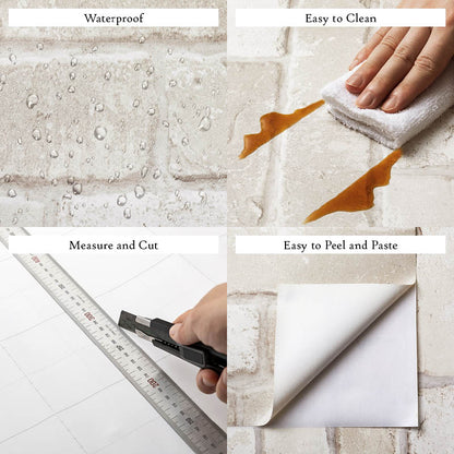 Brick Pattern Flat, Ivory Wallpaper