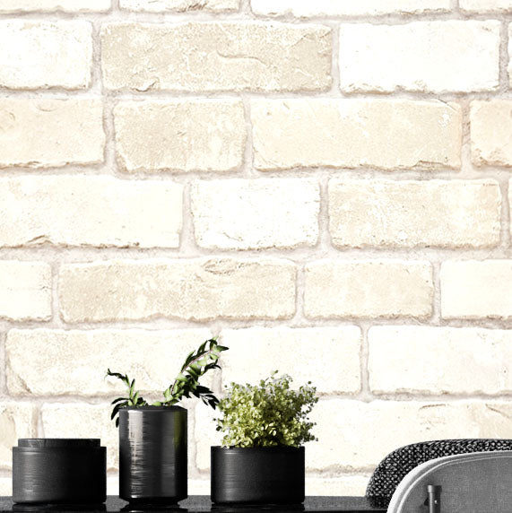 Brick Pattern Flat, Ivory Wallpaper