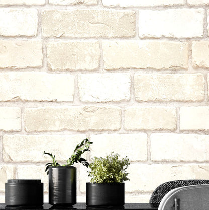 Brick Pattern Flat, Ivory Wallpaper