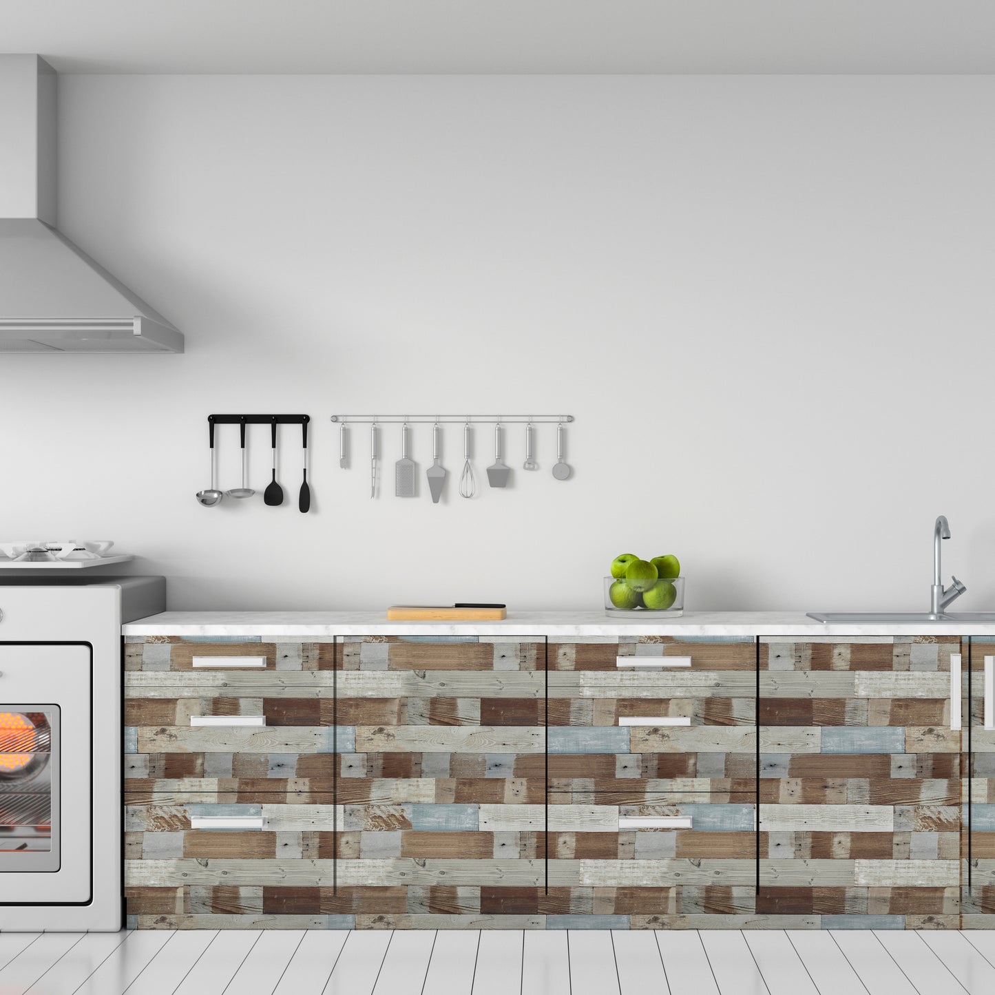 Wood Panel Gray Brown White Wallpaper