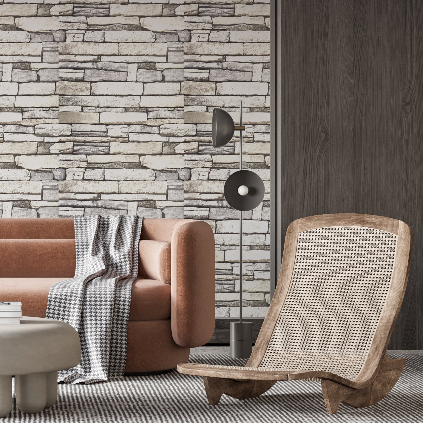 Stone Brick Paper FlatGray Wallpaper
