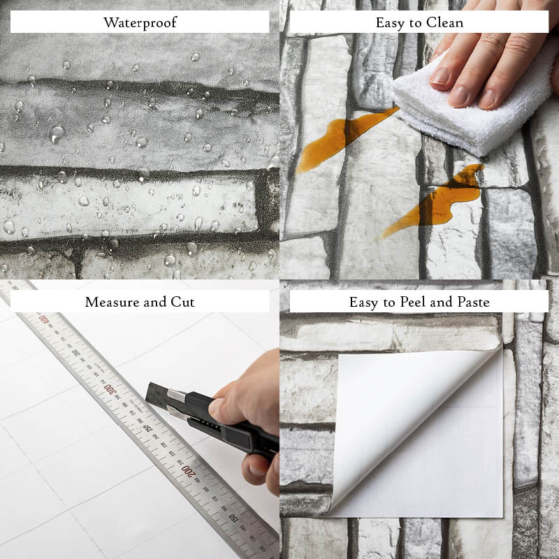Stone Brick Paper FlatGray Wallpaper