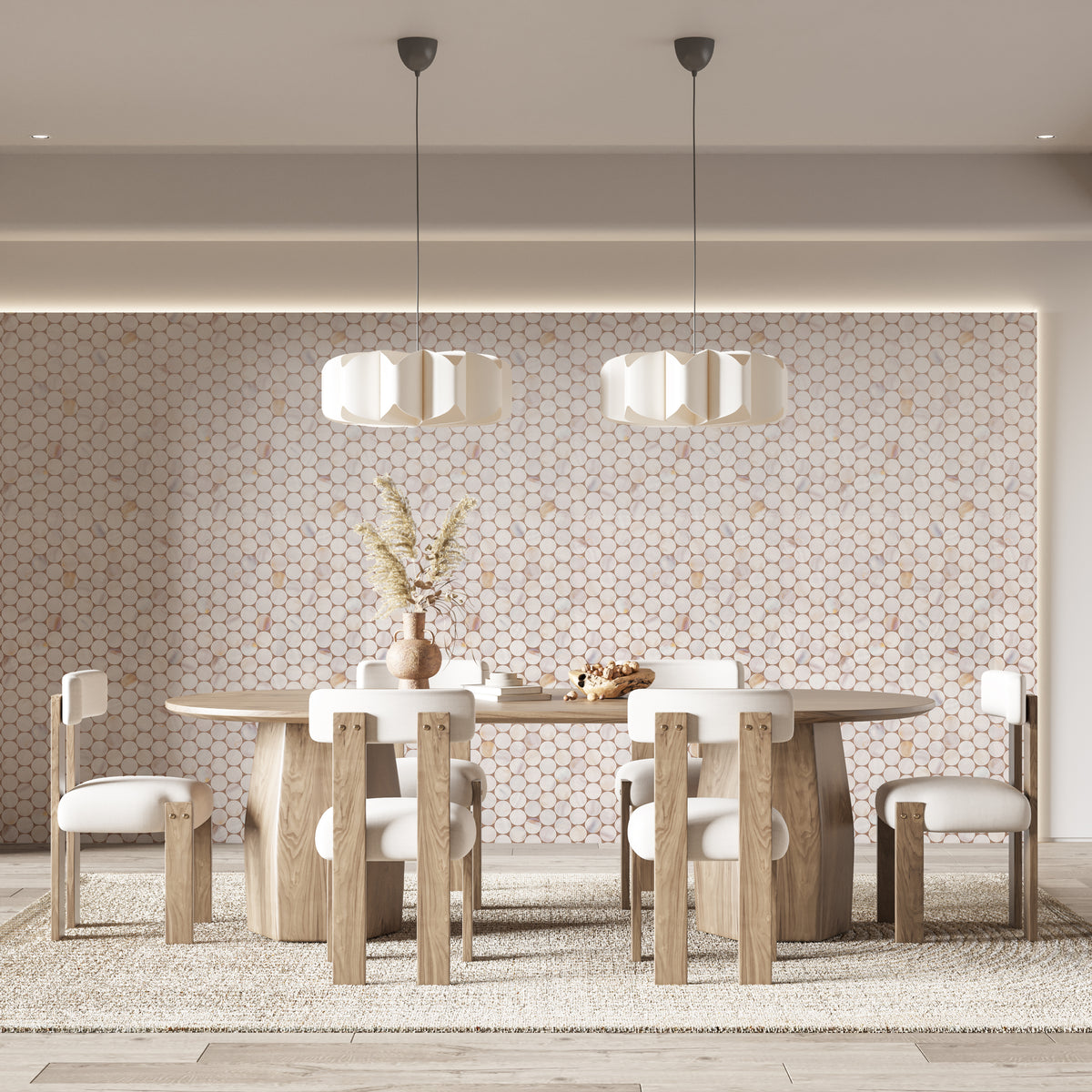 Shell Tile Circle Pattern Vinyl Contact Paper Self-adhesive Peel-stick ...