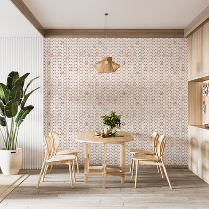 Shell Tile Circle Pattern Vinyl Contact Paper Self-adhesive Peel-stick Wallpaper