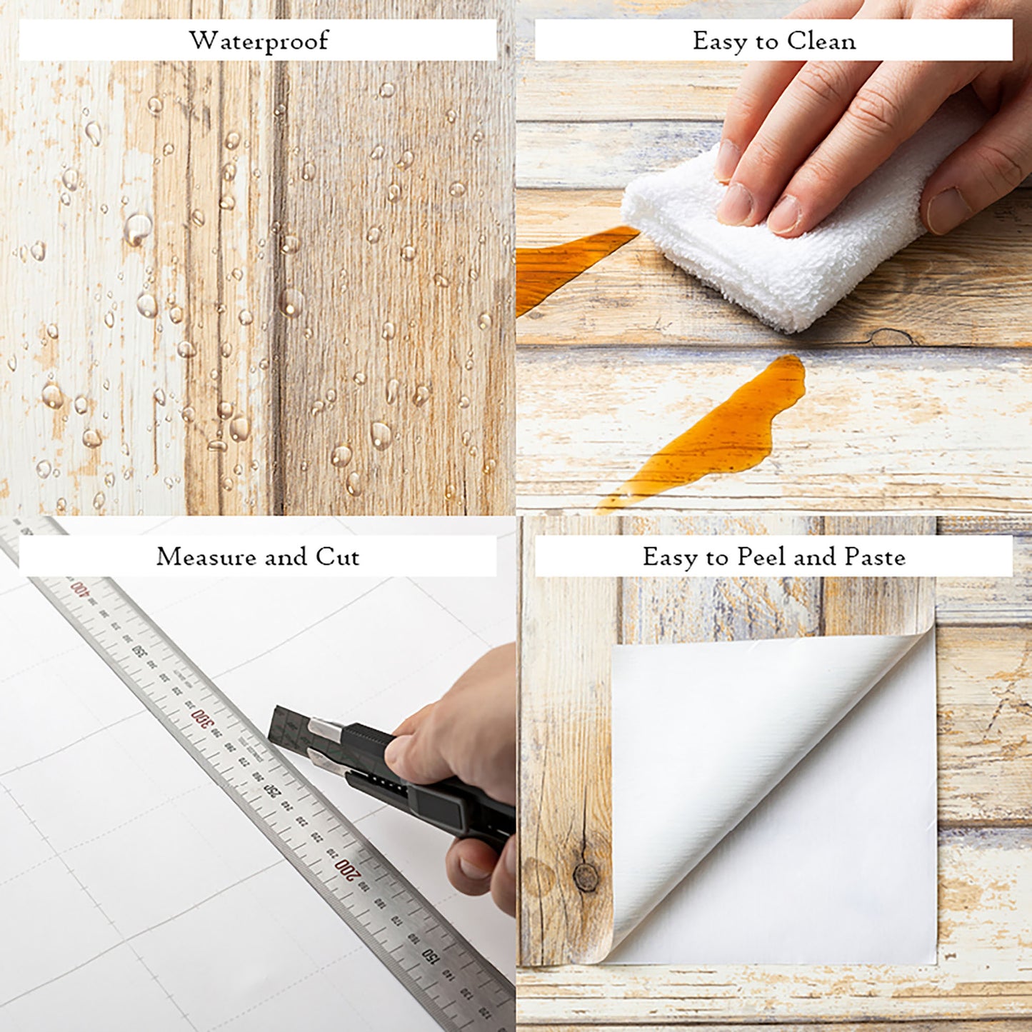 Distressed Wood Light Texture, Light Brown Panel Wallpaper