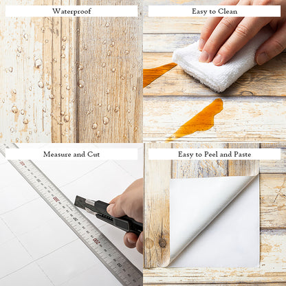 Distressed Wood Light Texture, Light Brown Panel Wallpaper